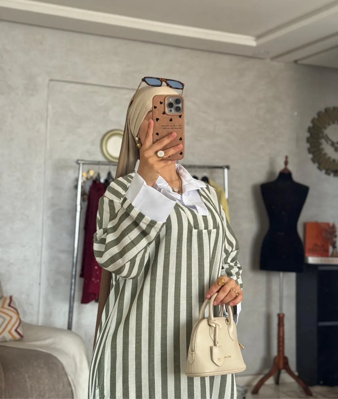 Robe col chemise rayée