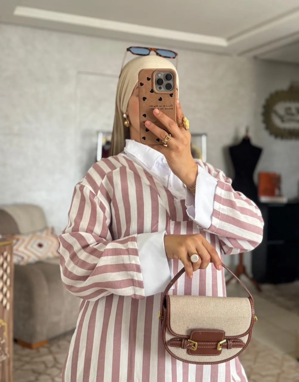 Robe col chemise rayée