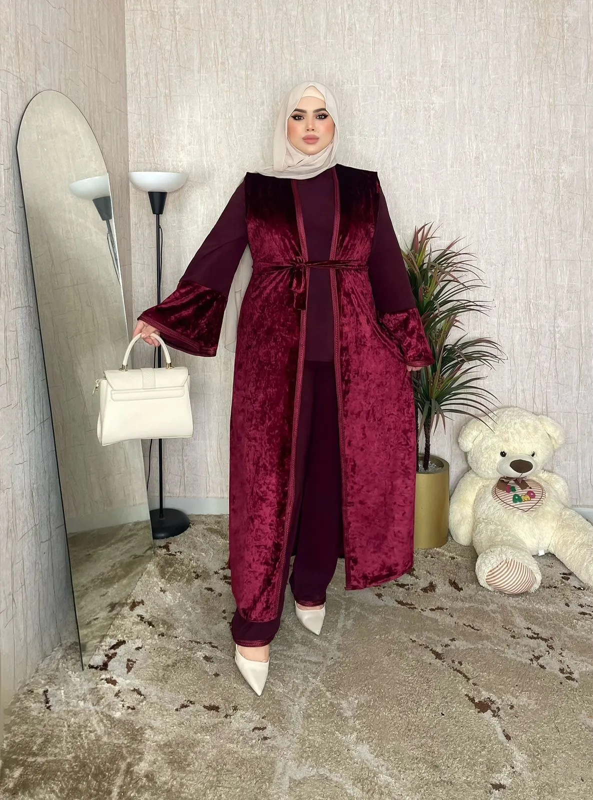ELISSYA ™ Ensemble 3P Velours & Crêpe