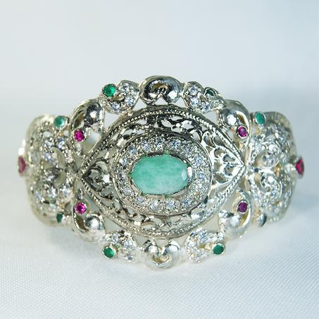 سوار بلدي فضي مغطى بالذهب الابيض - 05