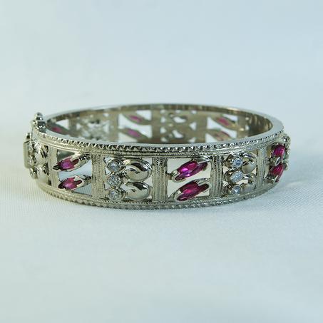 سوار بلدي فضي مغطى بالذهب الابيض -09