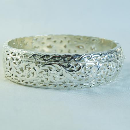 سوار بلدي فضي مغطى بالذهب الابيض -10