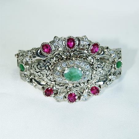 سوار بلدي فضي مغطى بالذهب الابيض -04