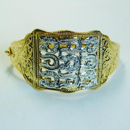 سوار  بلدي من الفضة المغطى بالذهب الأصفر - 07