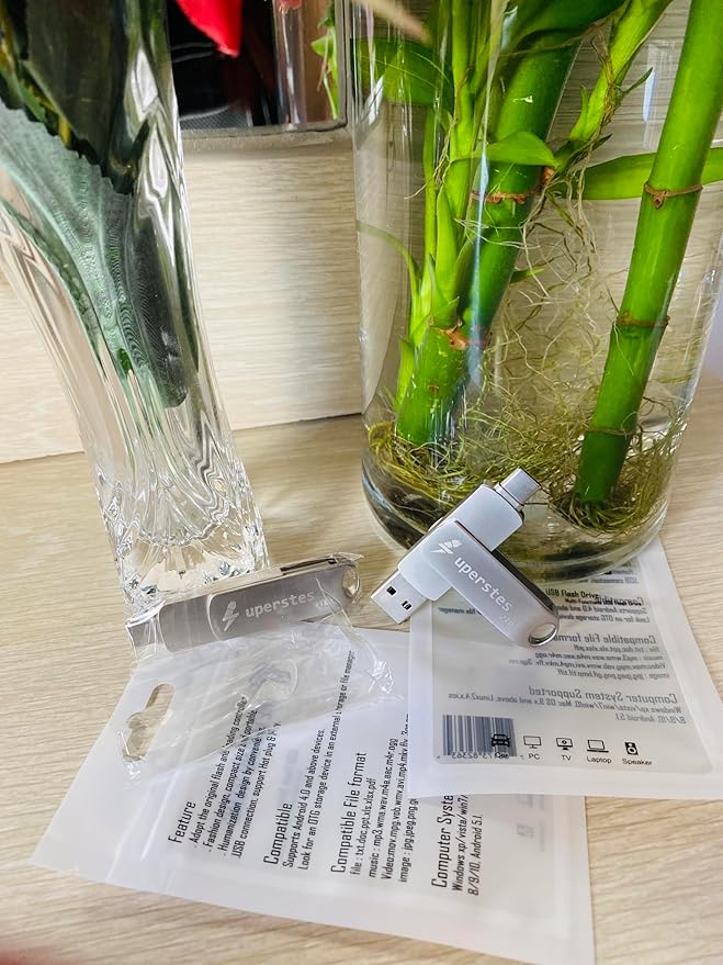ذاكرة فلاش USB سعة 2 تيرابايت بواجهة نوع C عالية السرعة 2 في 1 مع فتحة مفتاح وسلسلة مفاتيح وخاصية اوه تي جي للهواتف الذكية والكمبيوتر والتابلت والكمبيوتر الشخصي