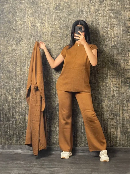 طاقم من 3 قطع خيط قطن ترند 2024