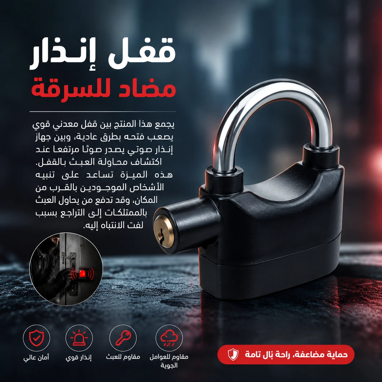 قفل إنذار مضاد للسرقة | قفل الأمان مع جهاز إنذار