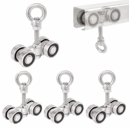 BiJun Rodillos de montaje de carro de 4 ruedas, rodillo resistente de 650 libras con perno M12 y tuerca de ojo de elevación, se adapta a canales de puntal de 1-5/8 pulgadas de ancho/más alto 