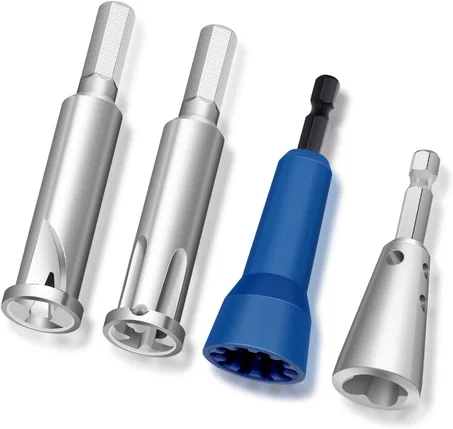 4 piezas de herramienta de torsión de alambre para taladro, herramienta de torsión de tuercas de alambre y pelacables, controlador de conector con mandril de 1/4" de pelado rápido de cables