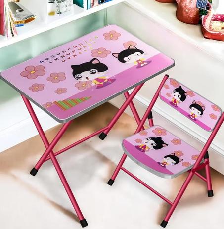 طاولة وكرسي للأطفال قابلة للطي بتصاميم كرتونية ممتعة🪑📚