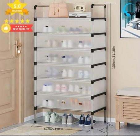 رف أحذية متعدد الطبقات 🥿🛡️ ضد الغبار – متين ويوفر المساحة