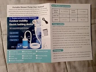 دوش محمول قابل لإعادة الشحن للتخييم والسفر — مضخة USB مع رأس دوش وخرطوم — استحمّ في أي مكان: كامبينغ، بحر، سيارة وحديقة