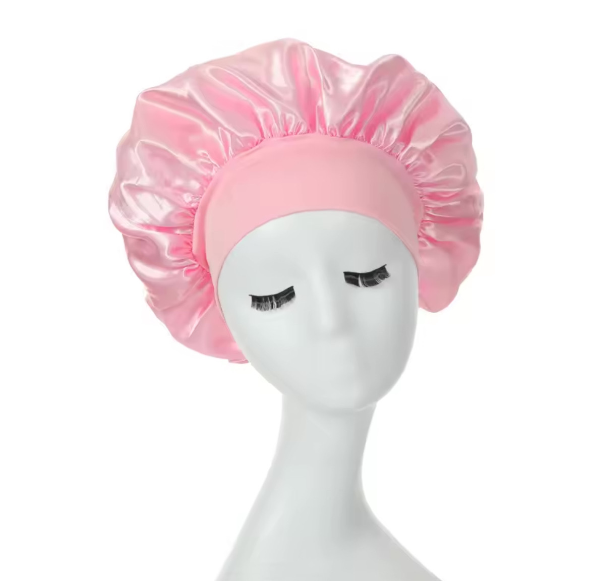 Bonnet en satin rose claire