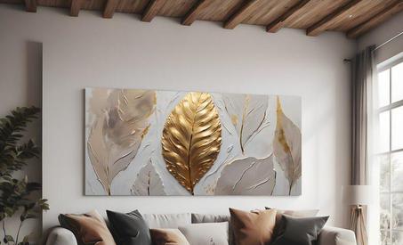 Tableau abstrait à la feuille d'or