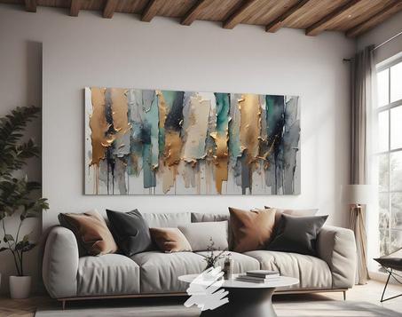 Tableau Abstrait Bleu et Or