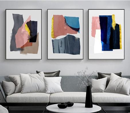 3 ensembles de peinture colorée imprimable, décor d’art mural, œuvre d’art contemporaine, affiche abstraite, toile, peinture minimaliste, grand imprimé abstrait