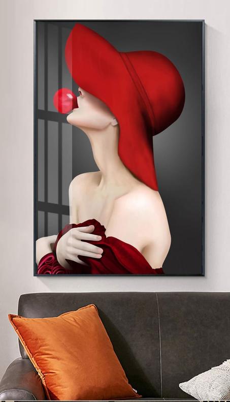 Tableau Femme au chapeau rouge
