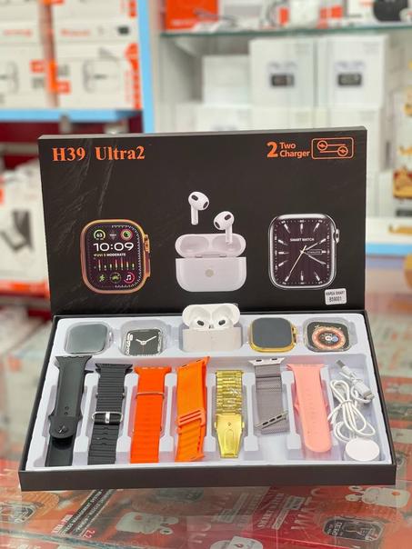 Pack complet H39 Ultra 2 – Montre intelligente + écouteurs Bluetooth + 7 bracelets variés !