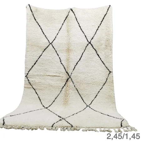 5- Benimellal rug- Authentic Moroccan Rug- Custom Beni mellal rug- - Large Moroccan Rug- White& Black Rug- Custom rug