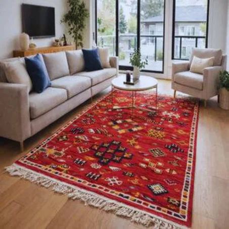 Taznakht Flatweave Carpet, Moroccan Berber Style, Handmade Woven Wool Design, Custom Kilim Available,Authentic Moroccan Decor