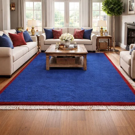 Moroccan rug blue - Berber rug - Custom moroccan rug - Beni ourain rug - Handmade rug - Plain wool rug - Solid blue rug