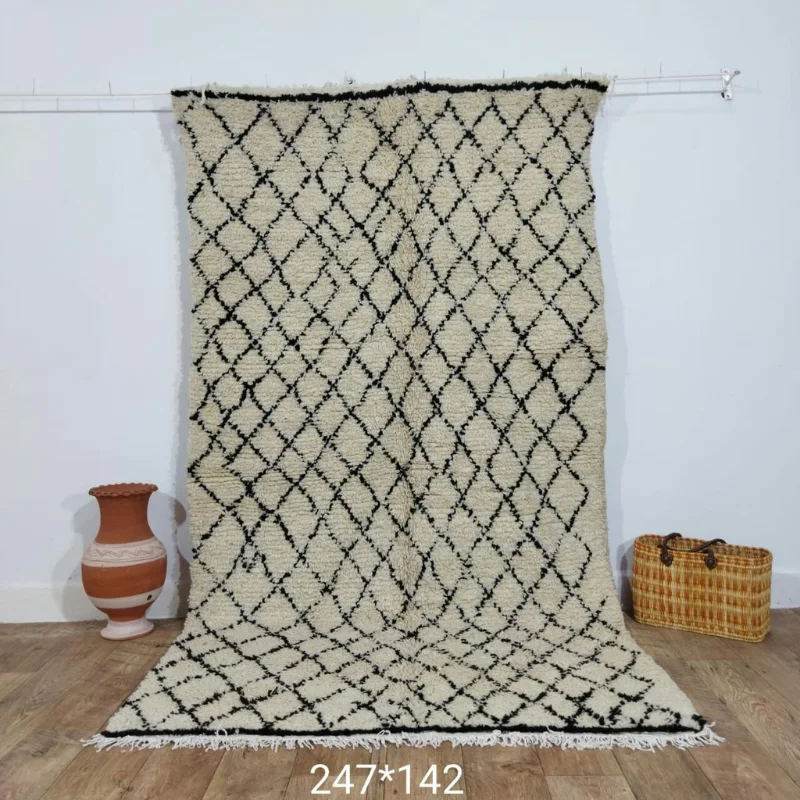 13- New Contemporary Handmade Rug with Modern Moroccan Style, All Natural Undyed Wool. Modern Tulu Carpet with Atlas Design.-247/142 cm (copy)