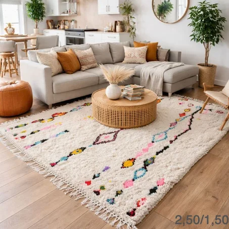 Handmade azilal Rug: Authentic Berber Wool Carpet, géométrique design berber