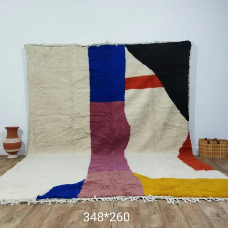 4-  Moroccan rug Hand knotted - Beni mellal atlas rug - all wool berber rug - Custom rug - handmade rug - Genuine lamb wool