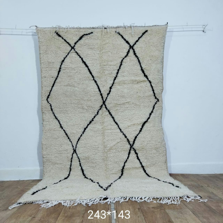 5- Benimellal rug- Authentic Moroccan Rug- Custom Beni mellal rug- - Large Moroccan Rug- White& Black Rug- Custom rug
