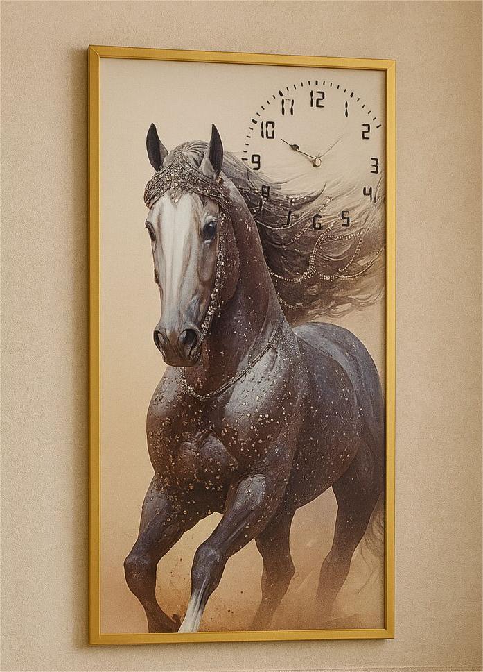 cadre tableau avec horloge 43x83cm