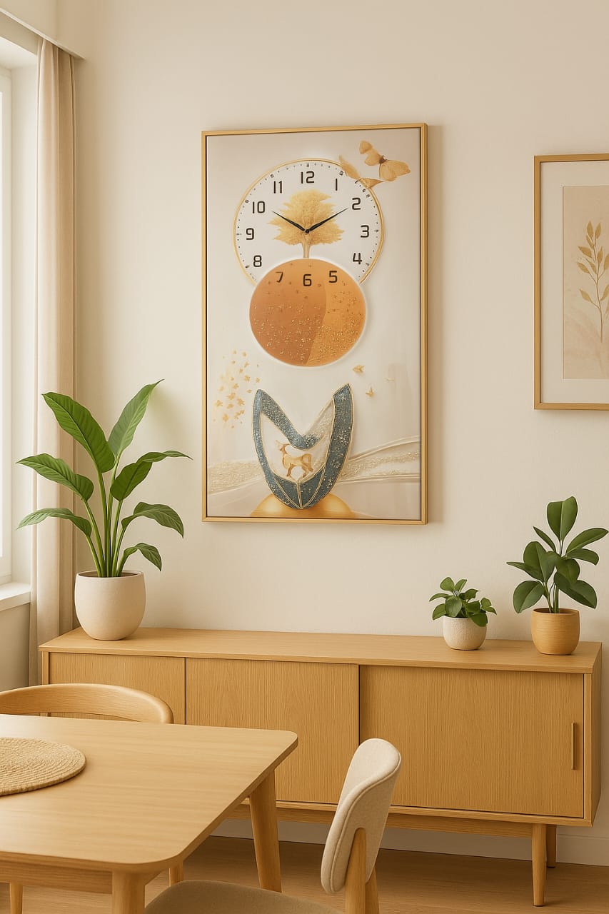 Tableau mural avec horloge 43x83cm