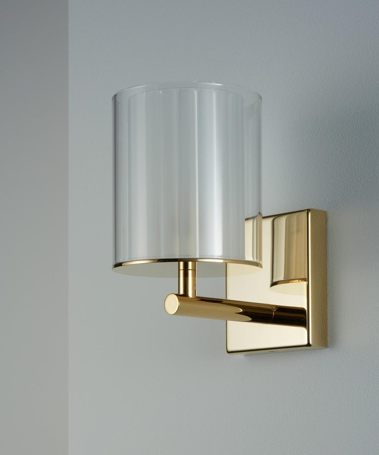Applique Flute XL en chrome poli avec diffuseur en verre dépoli, homologué UL