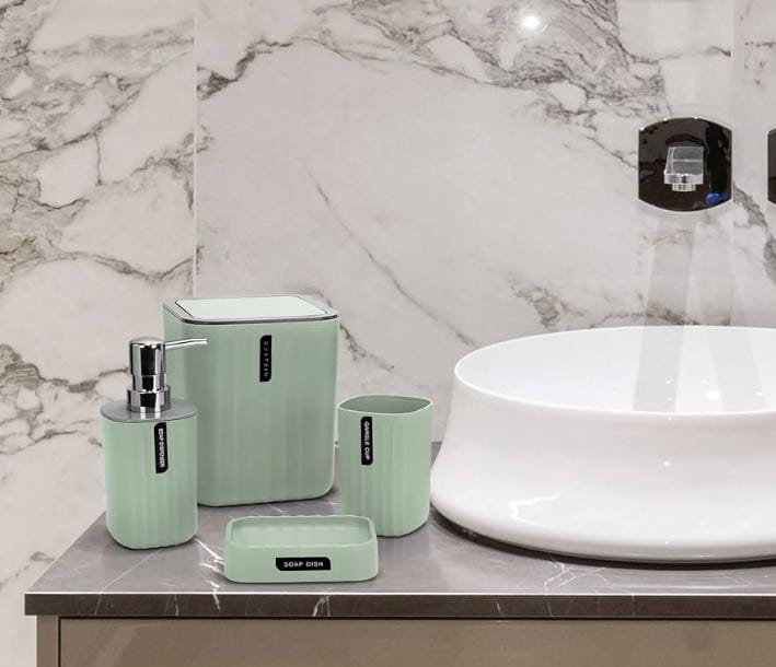 Ensemble d'accessoires de salle de bain 8 pièces  vert design moderne et élégant