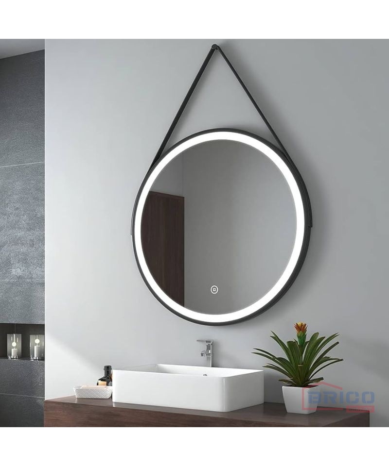 Miroir LED 70*70 cm, Cadre Noir