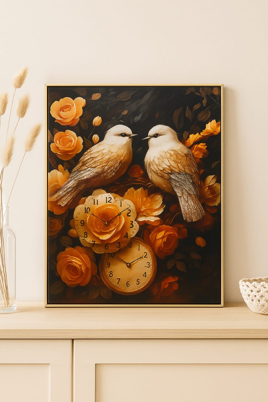 cadre tableau avec horloge 43x63cm