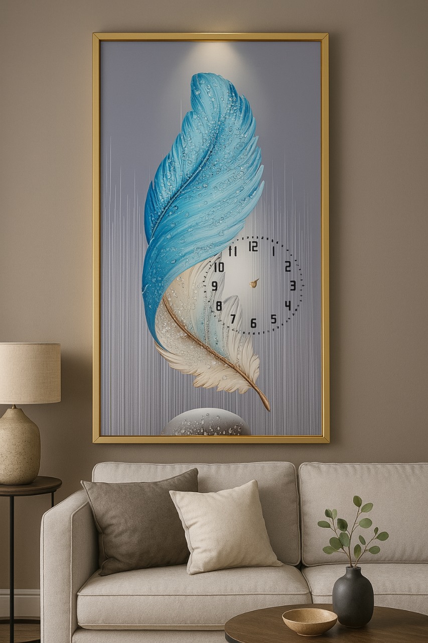 cadre tableau avec horloge 43x83cm