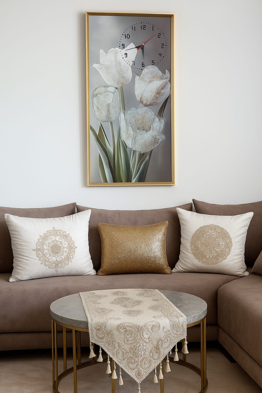 cadre tableau  avec horloge 43x83cm