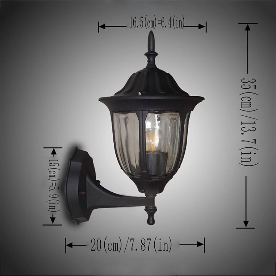 Applique extérieure montante Noir mat 6 faces E27 60w maxi acier et verre ALBE style vintage classique