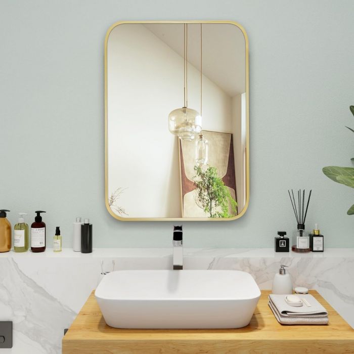 MIROIR A SUSPENDRE RECTANGULAIRE DORÉ 60X90CM VES-4685