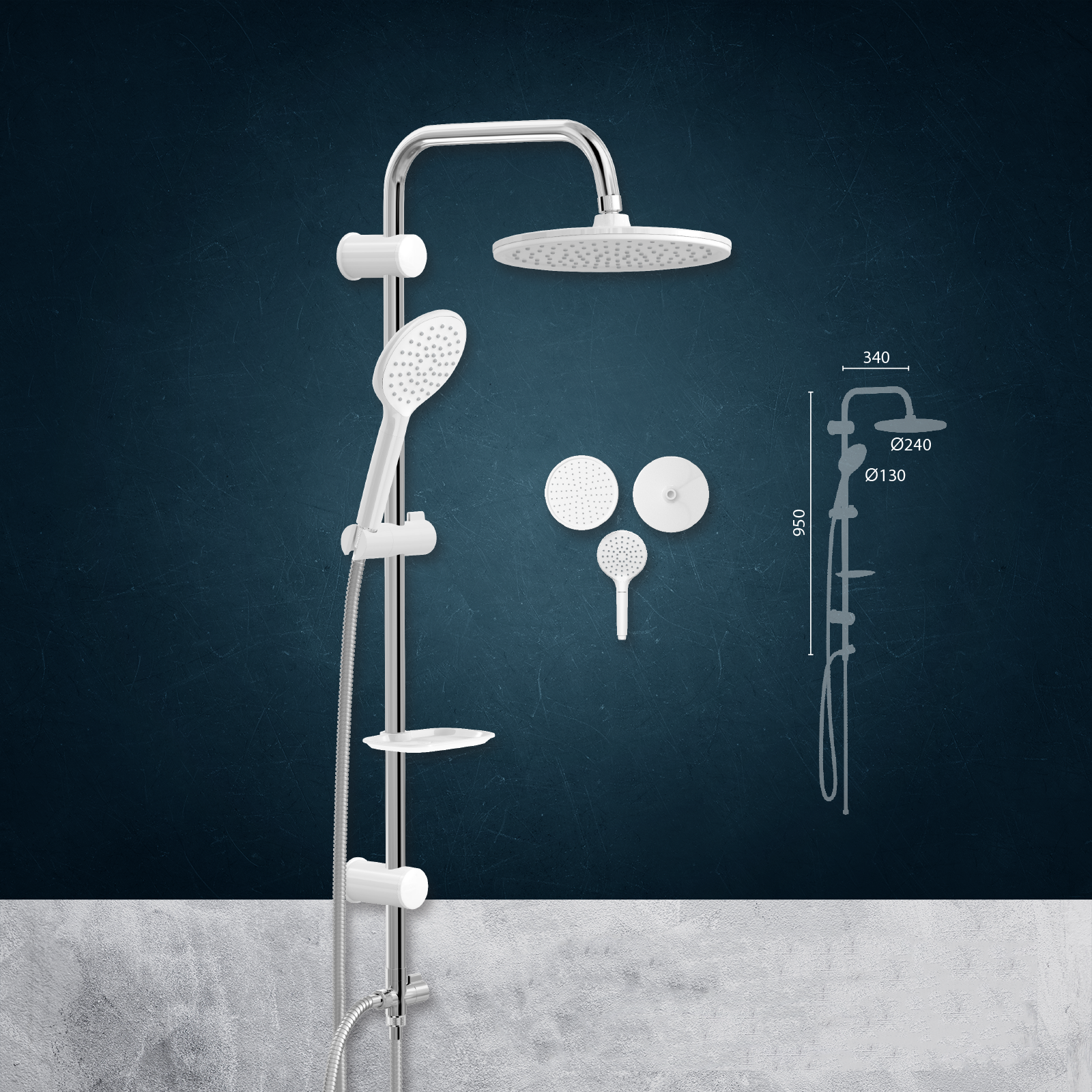 Combine de Douche Ronde Blanche Chromée EZ-1230