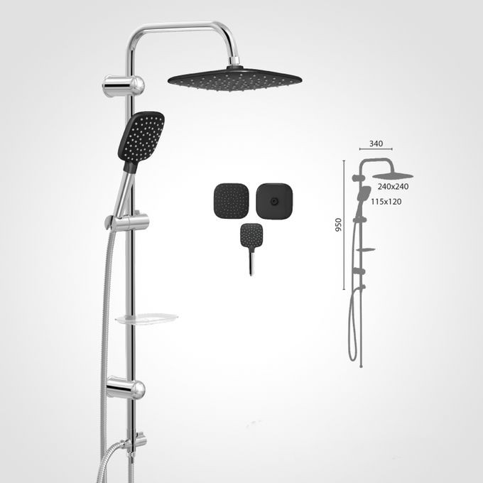 Combine de douche Carrée chrome noir EZ-1200