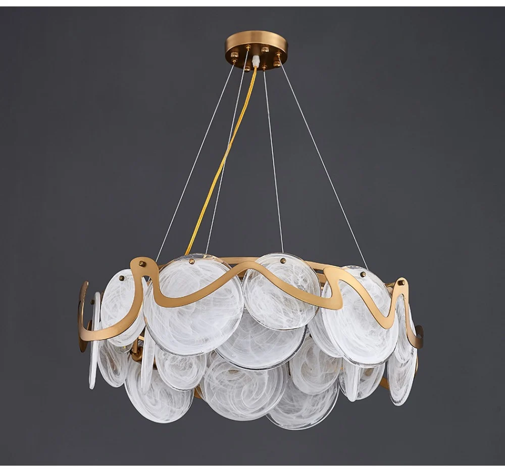 Lustre LED moderne en marbre doré - design circulaire