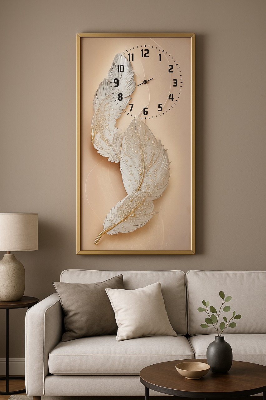 Tableau mural avec horloge 43x83cm