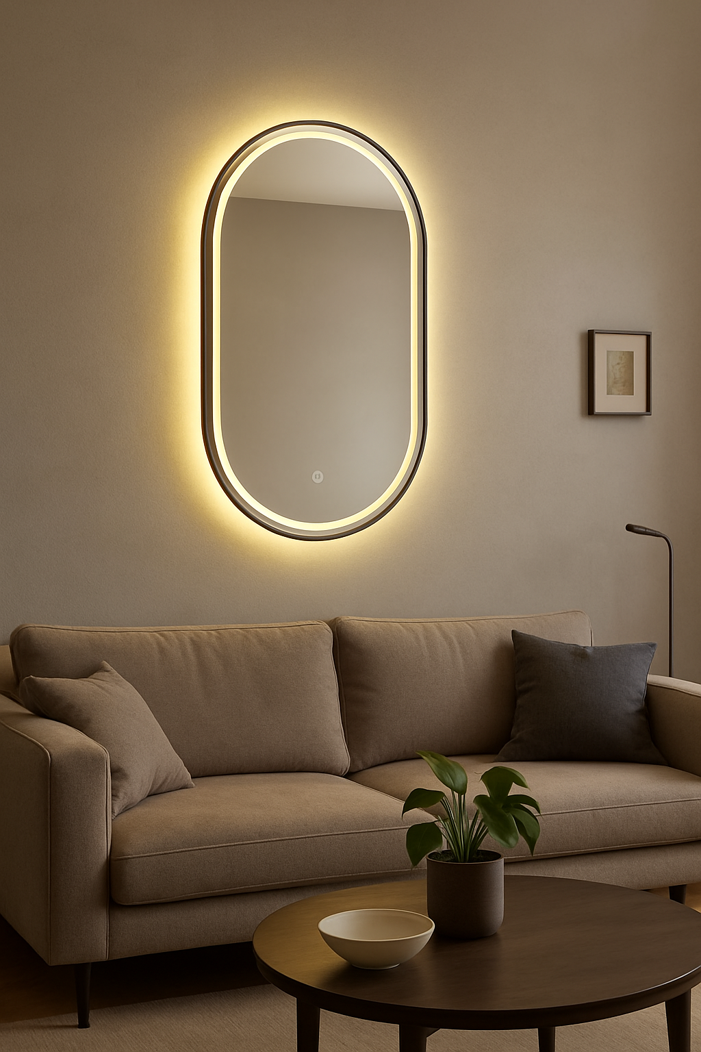 Miroir LED 60*100 cm, Cadre Noir-3000k