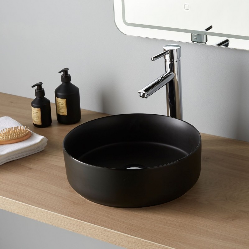 Vasque a poser noir mat 360*360*150