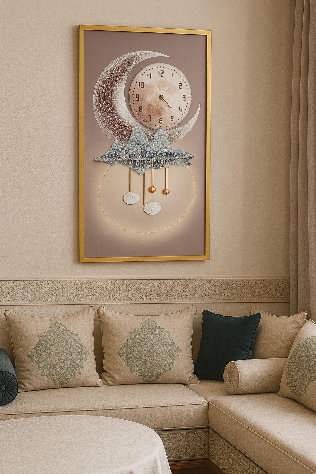 cadre tableau avec horloge 43x63cm