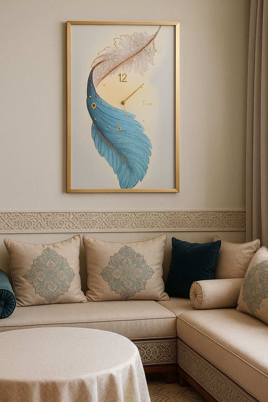 cadre tableau avec horloge 43x63cm