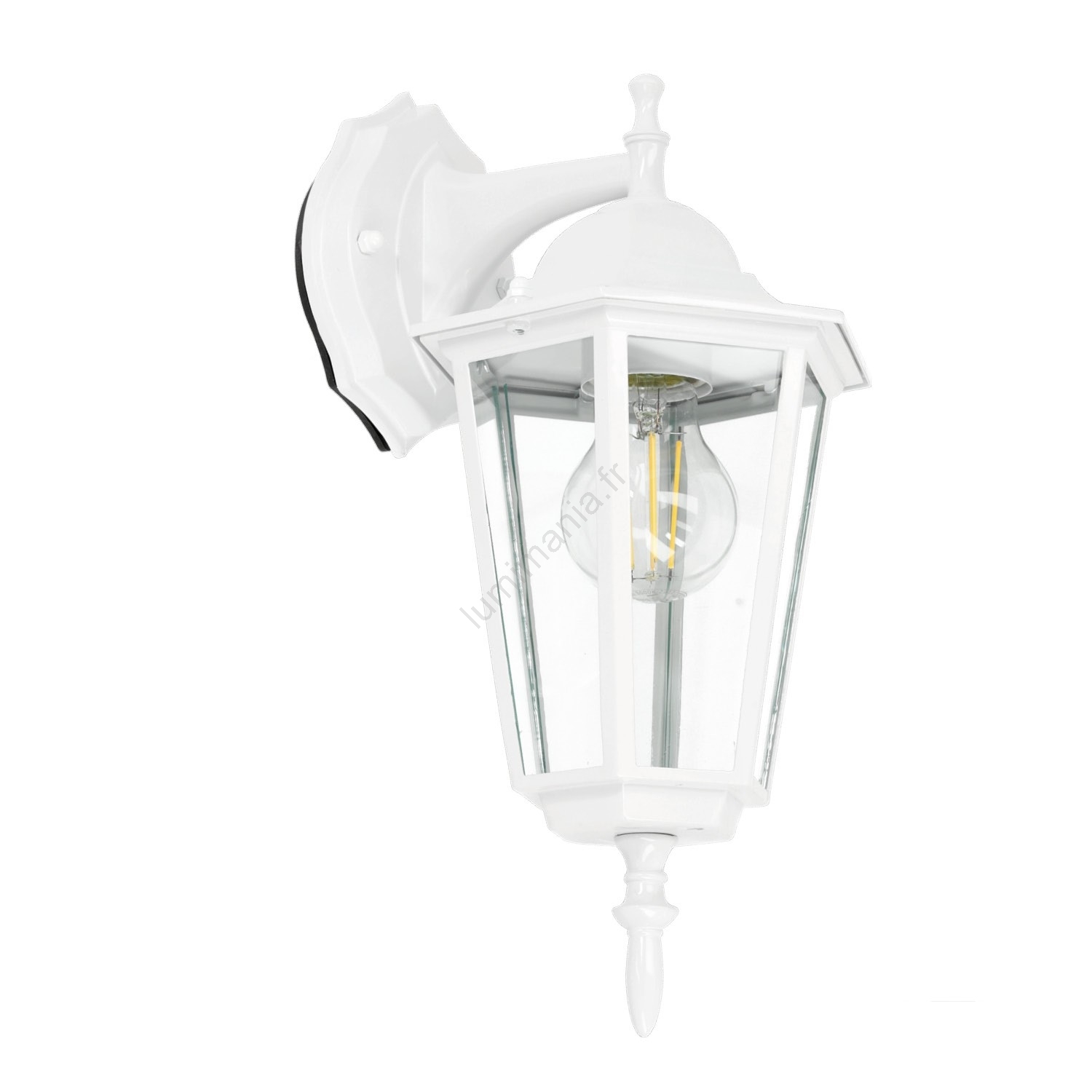 Applique extérieure montante blanche mat 6 faces E27 60w maxi acier et verre ALBE style vintage classique