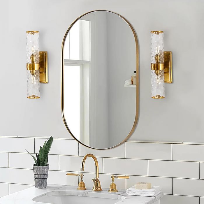 MIROIR A SUSPENDRE OVALE DORÉ 50X100CM VES-4683