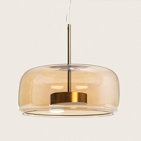 Suspension  Cylindre Moderne   Métal VERRE   Ambre